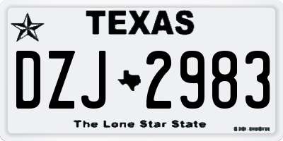 TX license plate DZJ2983