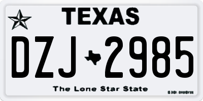 TX license plate DZJ2985