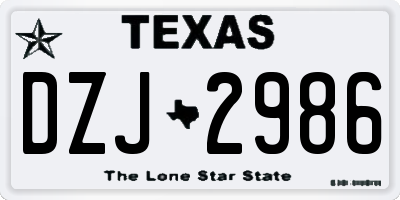 TX license plate DZJ2986