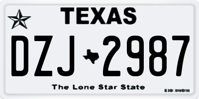 TX license plate DZJ2987