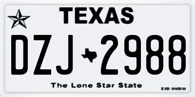 TX license plate DZJ2988