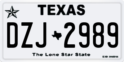 TX license plate DZJ2989