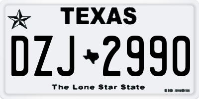 TX license plate DZJ2990