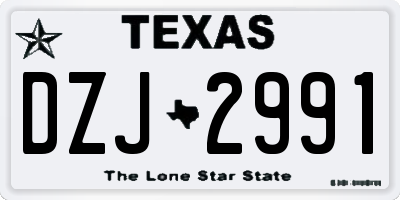 TX license plate DZJ2991
