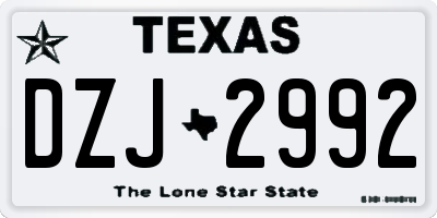 TX license plate DZJ2992