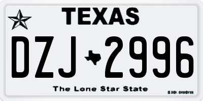 TX license plate DZJ2996