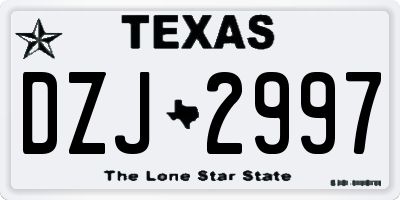 TX license plate DZJ2997