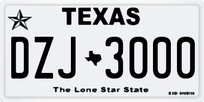 TX license plate DZJ3000