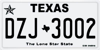 TX license plate DZJ3002
