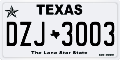 TX license plate DZJ3003