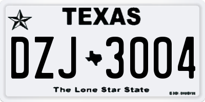 TX license plate DZJ3004