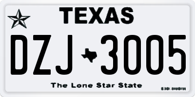 TX license plate DZJ3005