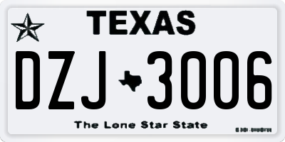 TX license plate DZJ3006