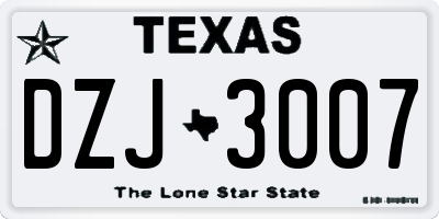 TX license plate DZJ3007