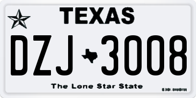 TX license plate DZJ3008