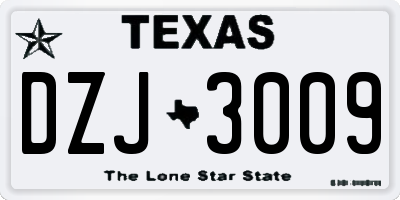 TX license plate DZJ3009