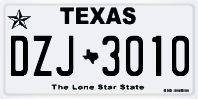 TX license plate DZJ3010