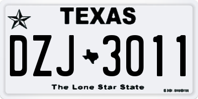 TX license plate DZJ3011