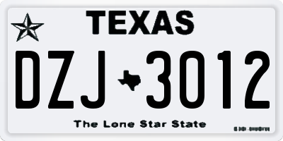 TX license plate DZJ3012