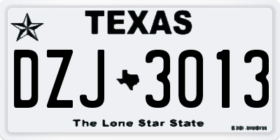 TX license plate DZJ3013