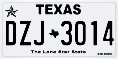 TX license plate DZJ3014