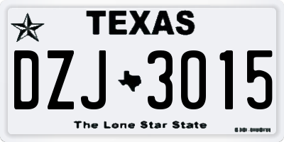TX license plate DZJ3015