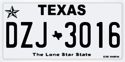 TX license plate DZJ3016