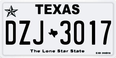 TX license plate DZJ3017