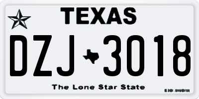 TX license plate DZJ3018