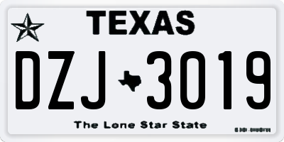 TX license plate DZJ3019