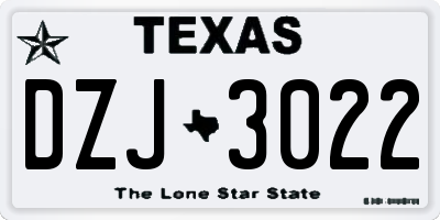 TX license plate DZJ3022