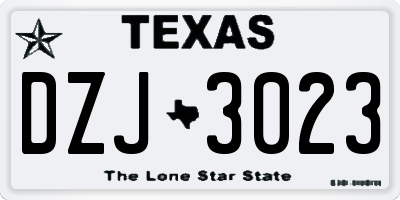 TX license plate DZJ3023