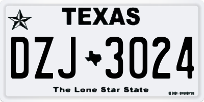 TX license plate DZJ3024