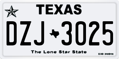 TX license plate DZJ3025