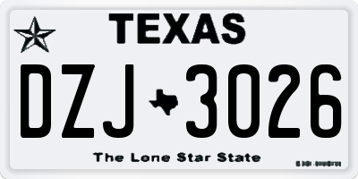 TX license plate DZJ3026