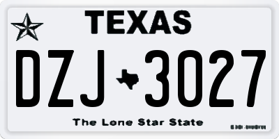 TX license plate DZJ3027