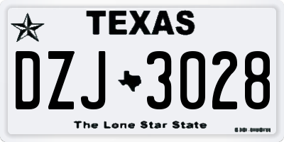 TX license plate DZJ3028