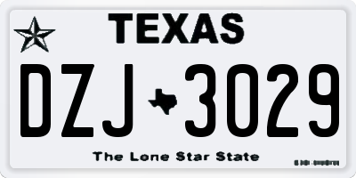 TX license plate DZJ3029