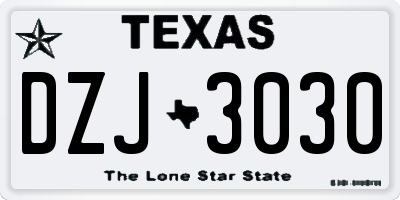 TX license plate DZJ3030