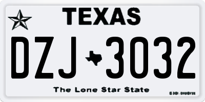TX license plate DZJ3032