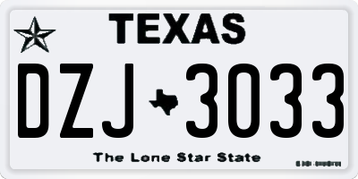 TX license plate DZJ3033