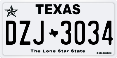 TX license plate DZJ3034