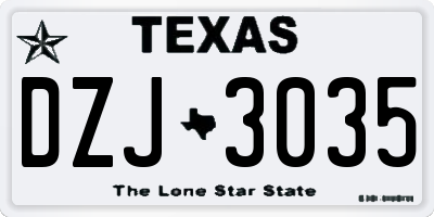 TX license plate DZJ3035