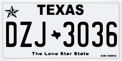 TX license plate DZJ3036
