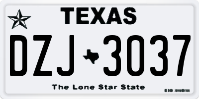 TX license plate DZJ3037