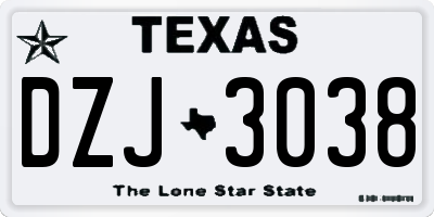 TX license plate DZJ3038