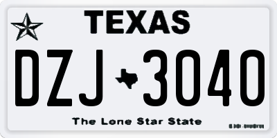 TX license plate DZJ3040