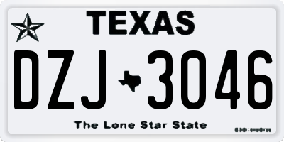 TX license plate DZJ3046