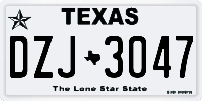 TX license plate DZJ3047