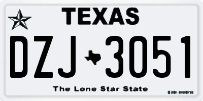TX license plate DZJ3051